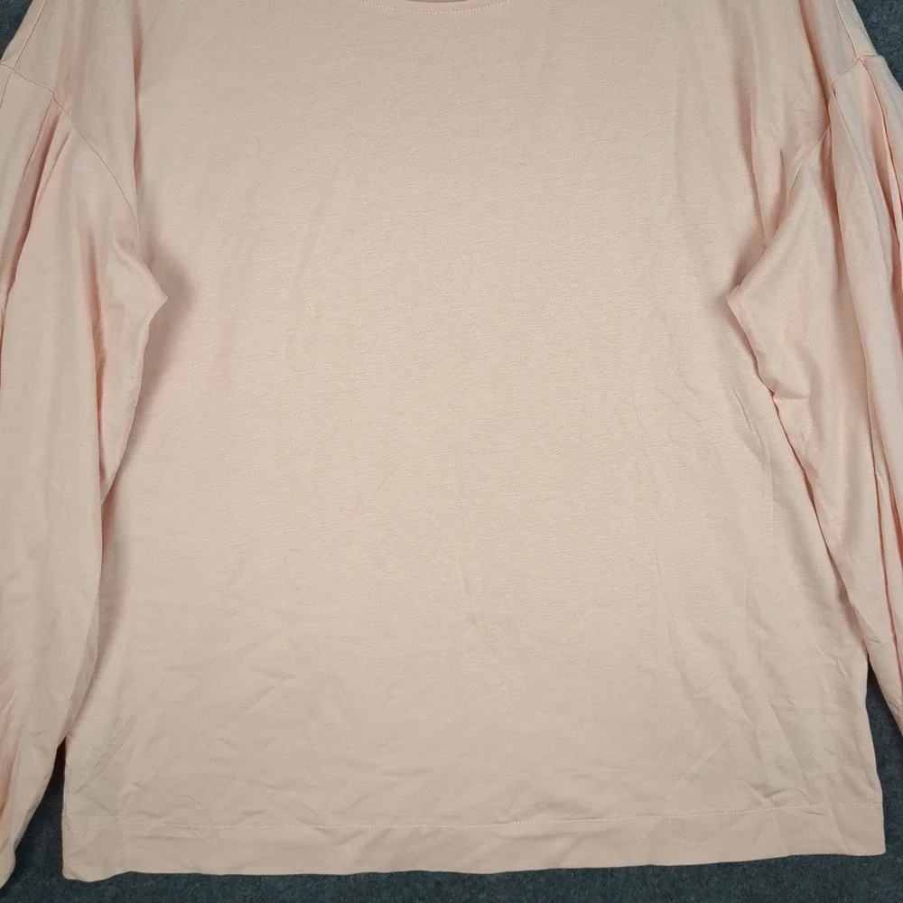 Banana Republic Womens‎ Large Peach Pink Puff Sleeve Scoop Neck Jersey Knit Top